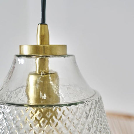 Aurelian Antique Brass Pendant Ceiling Light With Textured Diamond Glass Shade