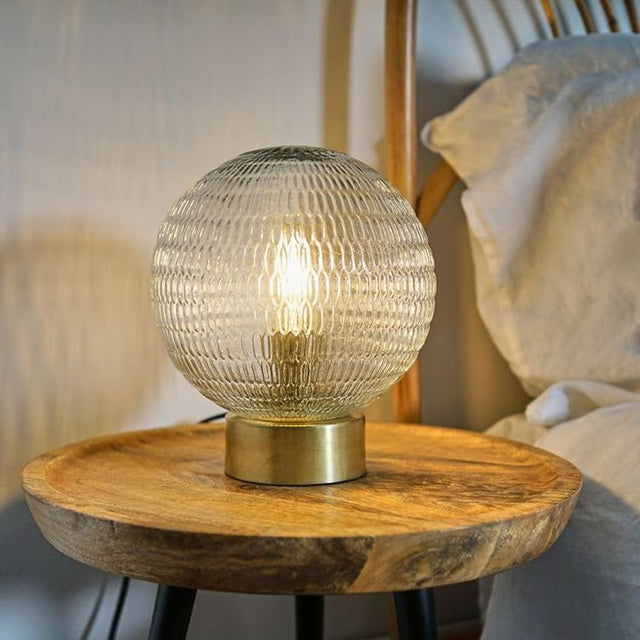 Aurelian Antique Brass Table Lamp With Textured Globe Shade