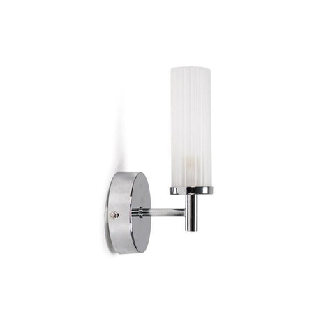 Canya IP44 Chrome Wall Light With Reeded Glass Shade 