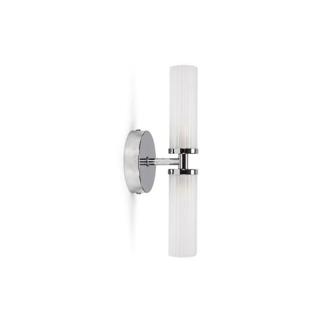 Canya IP44 2 Way Chrome Wall Light With Reeded Glass Shades 