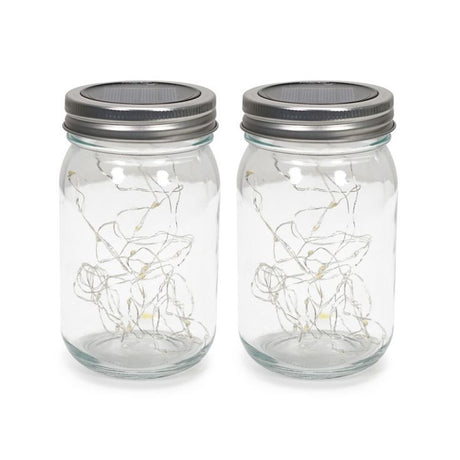 Pack Of 2 Jars With Solar Powered Fairy Lights 