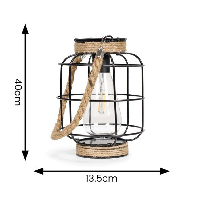 Pack Of 2 IP44 Solar Powered Caged Jars With Filament Bulbs 