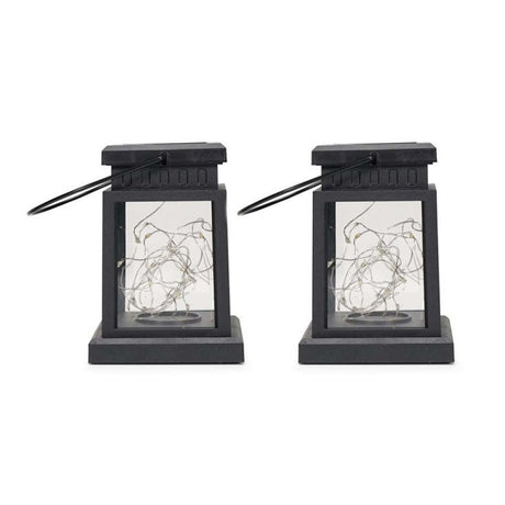 Pack Of 2 Solar Powered Table Lantern With Fairy String Lights 
