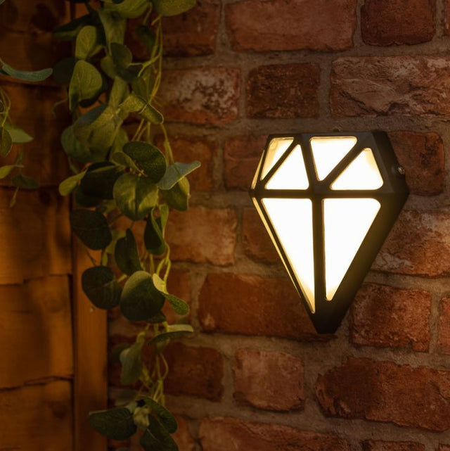IP64 12w LED Matt Black Diamond Outdoor And Bathroom Wall Light 