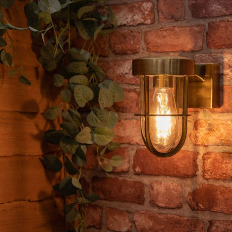 Fanar IP44 Antique Brass Outdoor And Bathroom Wall Light 