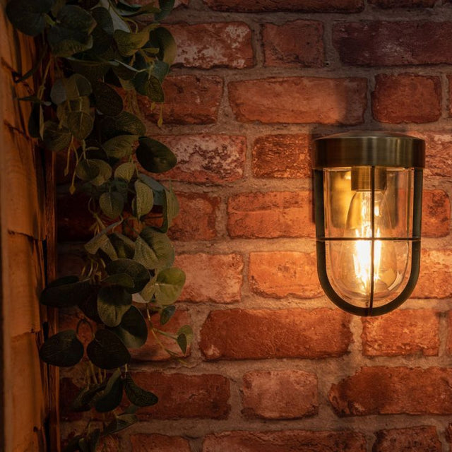 Fanar IP44 Antique Brass Outdoor And Bathroom Wall Light 