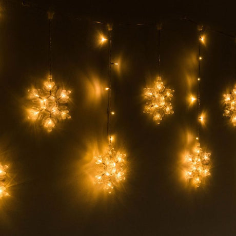 IP44 LED Warm White Snowflake Multi Drop Curtain Light 