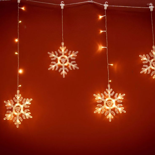 IP44 LED Warm White Snowflake Multi Drop Curtain Light 
