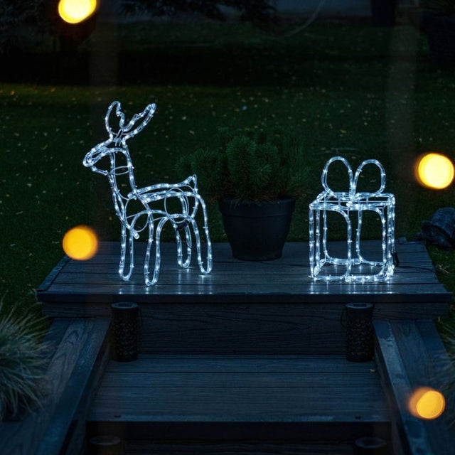 IP44 47cm LED Reindeer With 120 Cool White Lights 