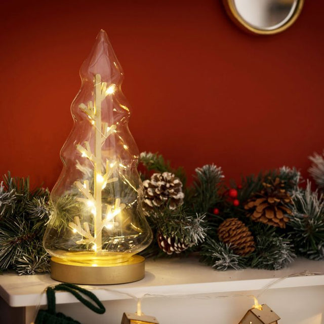 Glass Battery Operated Christmas Tree With 20 LED Lights 