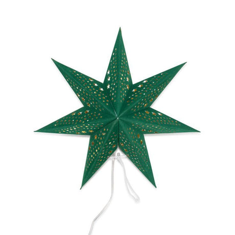 45cm Pin Up Plug In Paper Star With Green Velvet Finish 