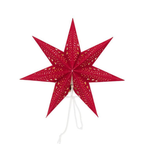 45cm Pin Up Plug In Paper Star With Red Velvet Finish 