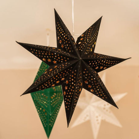 45cm Pin Up Plug In Paper Star With Black Velvet Finish 