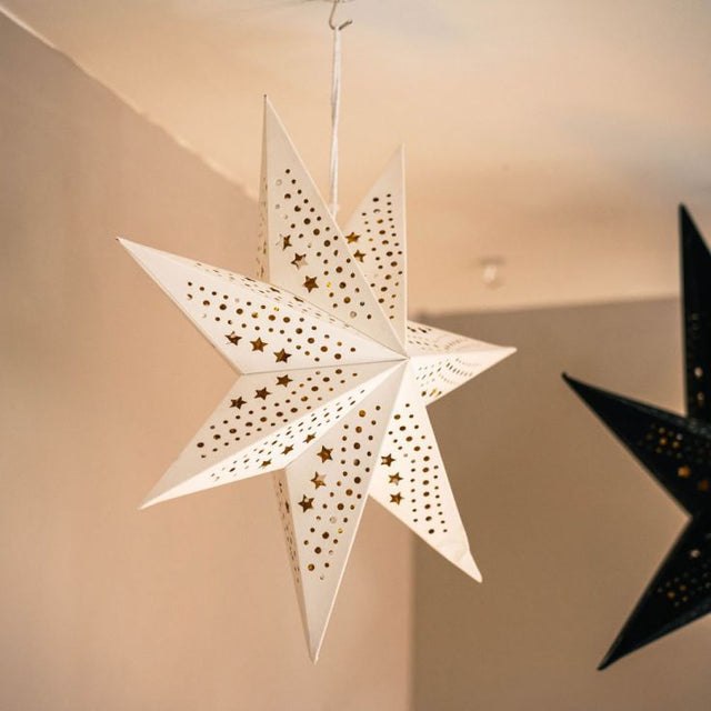 45cm Pin Up Plug In Paper Star With White Velvet Finish 