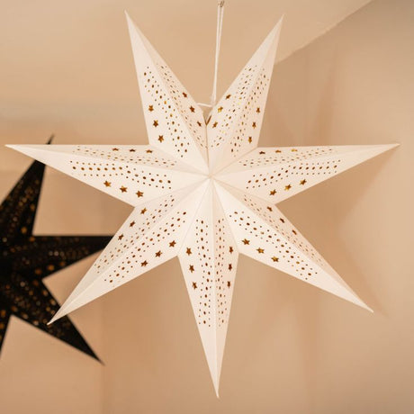 60cm Pin Up Plug In Paper Star With White Velvet Finish 