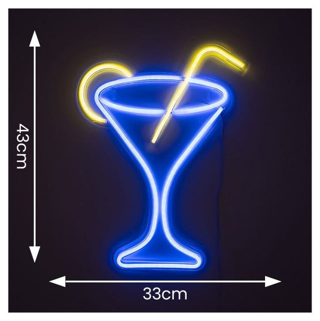 Cocktail Glass Neon Style LED Wall Light 