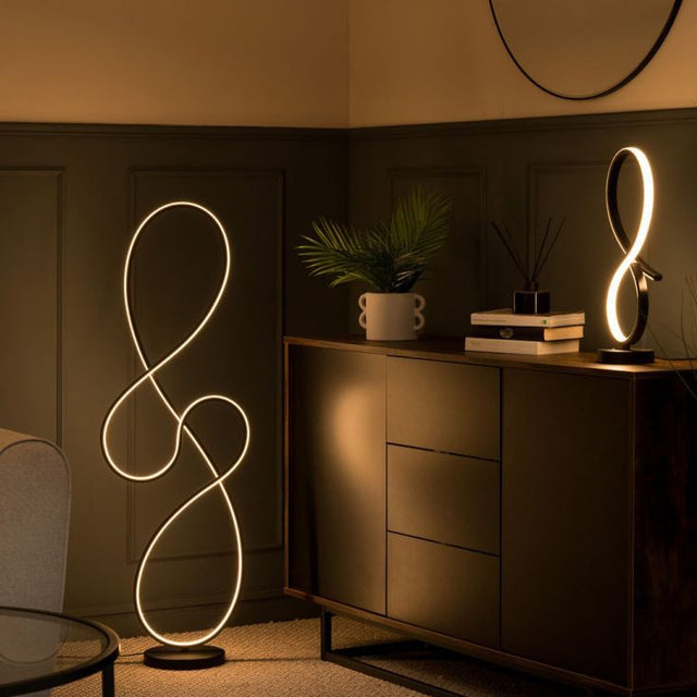 Infinity LED Swirl Floor Lamp In Matte Black 