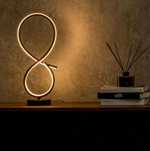 Infinity LED Swirl Touch Table Lamp In Matte Black 