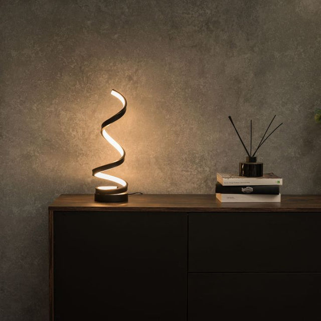 Infinity LED Single Twist Touch Table Lamp In Matte Black 
