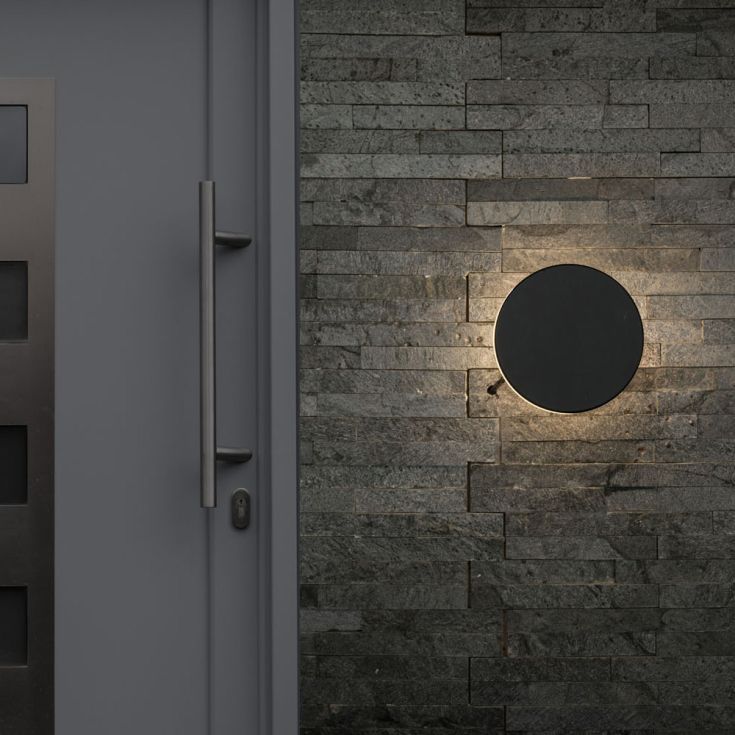 Infinity IP44 LED Backlit Circle Wall Light In Matte Black 