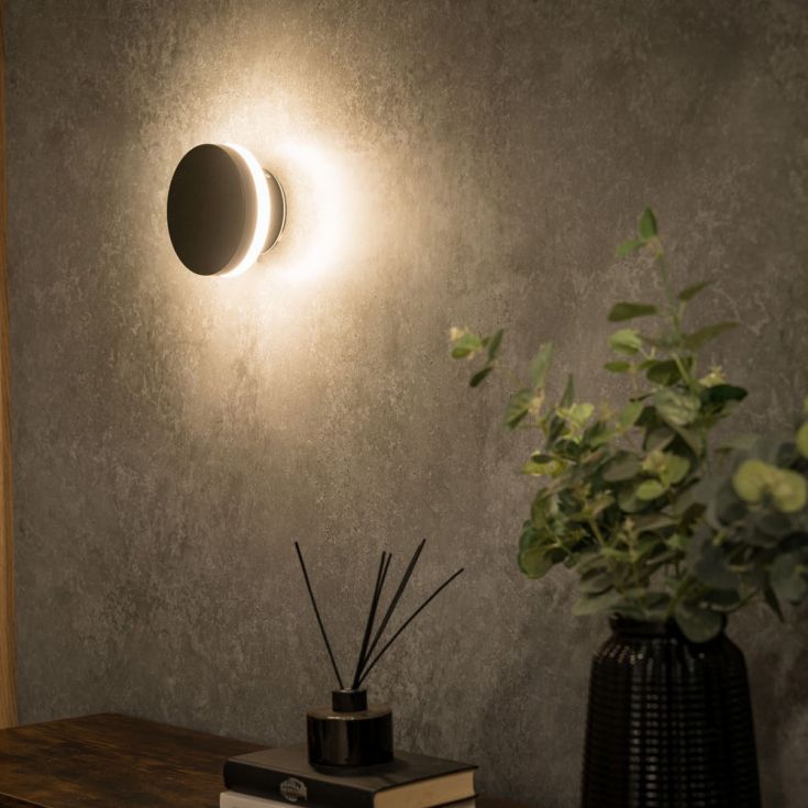 Infinity IP44 LED Backlit Circle Wall Light In Matte Black 