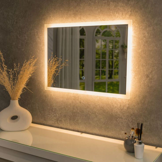 IP44 Bathroom Mirror With Touch Control LED Light And Demister Pad 