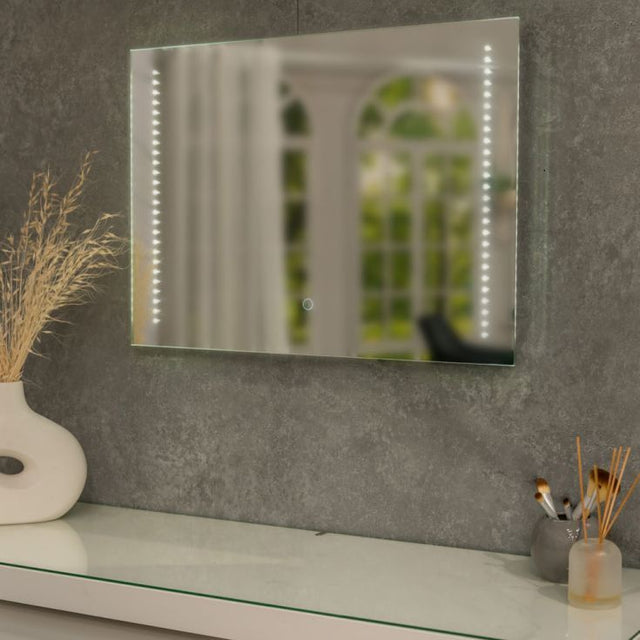 IP44 Bathroom Mirror With Touch Control LED Strip Light And Demister Pad 