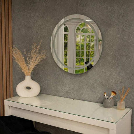 IP44 Round Bathroom Mirror With Touch Control LED Light And Demister Pad 