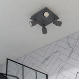 Benton IP44 4 Way Square Plate Ceiling Spotlight In Matte Grey 