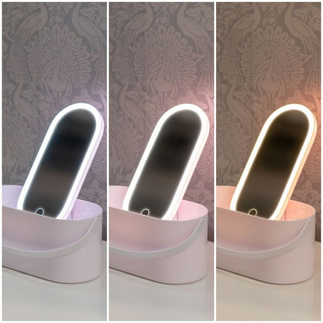 LED Make Up Mirror With Storage Carry Box 
