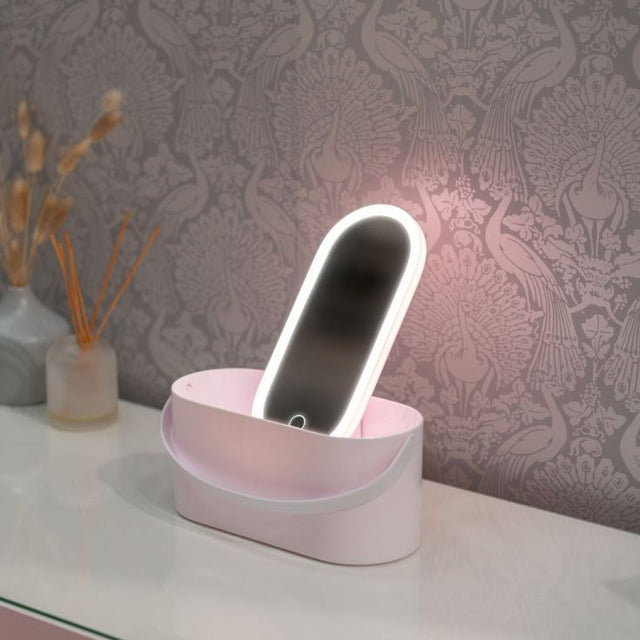 LED Make Up Mirror With Storage Carry Box 