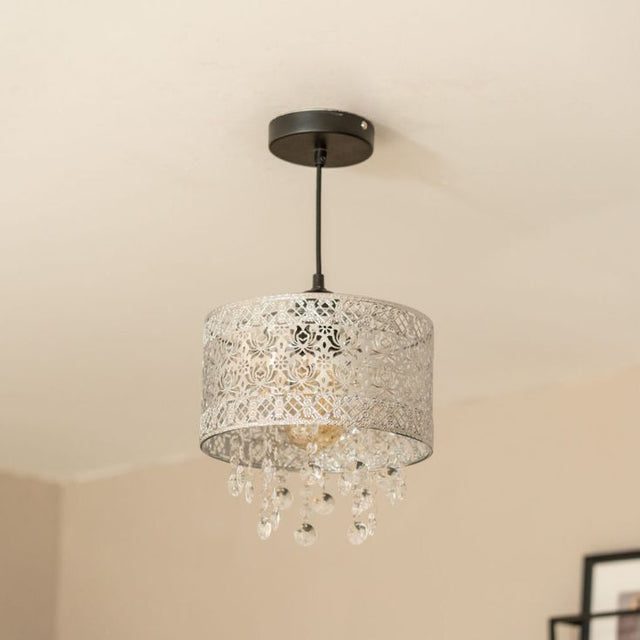 Enna Pendant Shade In Chrome With Acrylic Droplets 