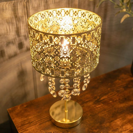 Enna Table Lamp In Gold With Acrylic Droplets 
