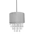 Grey Fabric Pendant Shade With Acrylic Droplets 