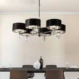 Marldon 6Lt Pendant Ceiling Light Chrome w/ Black Shades/Silver Inner - Comet Lighting