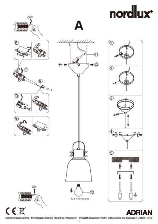 Nordlux Adrian 16 Pendant Ceiling Light Black - Comet Lighting