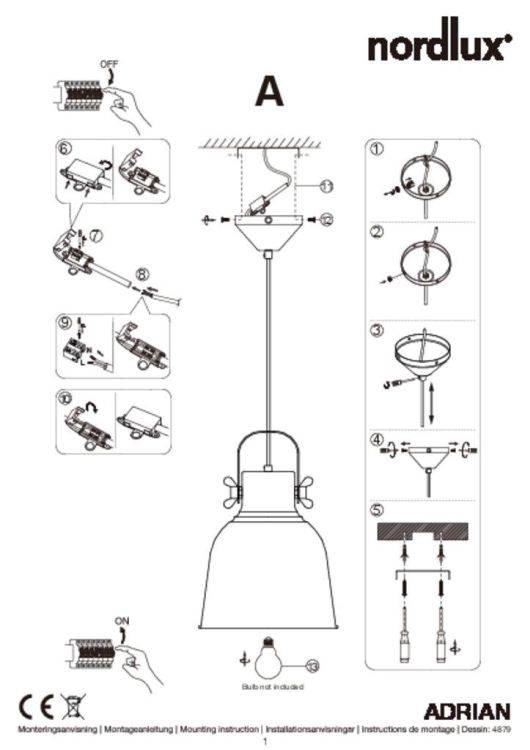 Nordlux Adrian 25 Pendant Ceiling Light Black - Comet Lighting