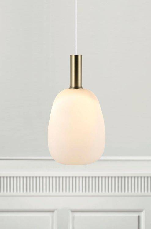 Nordlux Alton 23 Pendant Ceiling Light Opal white/Black-brass - Comet Lighting