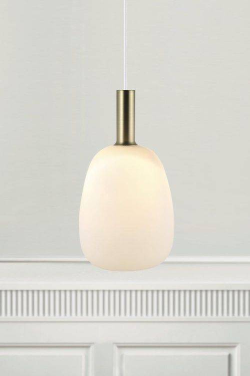 Nordlux Alton 23 Pendant Ceiling Light Opal white/Black-brass - Comet Lighting