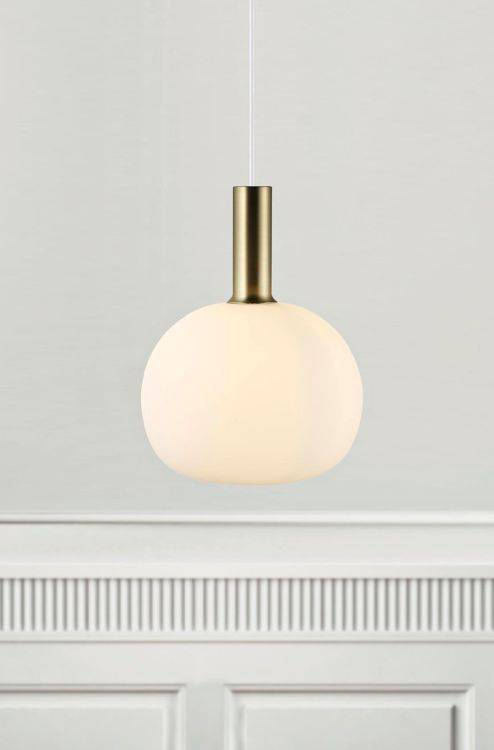 Nordlux Alton 25 Pendant Ceiling Light Opal white/Black-brass - Comet Lighting