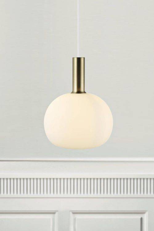 Nordlux Alton 25 Pendant Ceiling Light Opal white/Black-brass - Comet Lighting