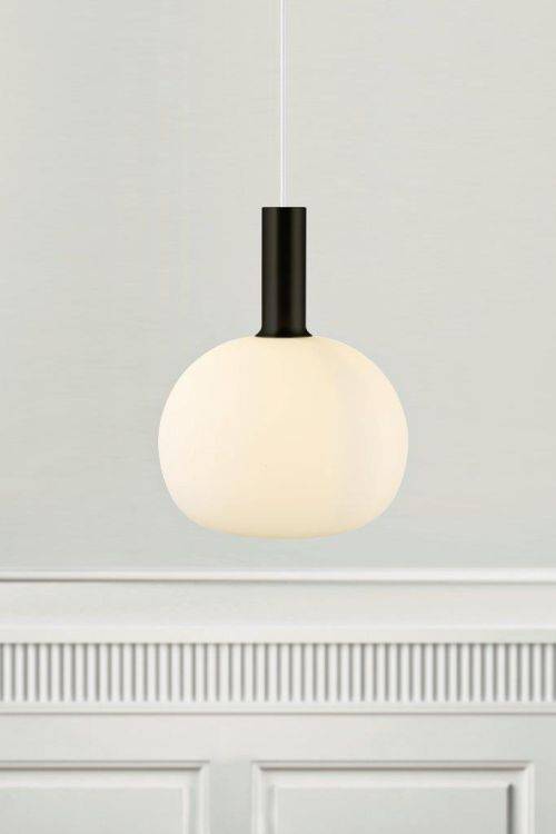 Nordlux Alton 25 Pendant Ceiling Light Opal white/Black-brass - Comet Lighting