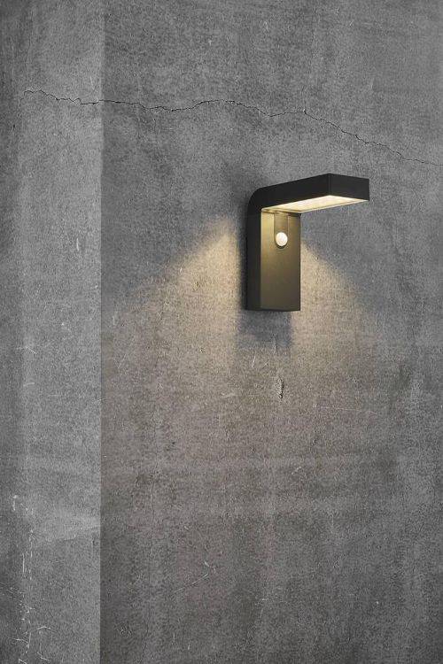 Nordlux Alya Outdoor Wall Solar Light Black w/ Sensor - Comet Lighting