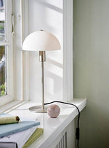 Nordlux Ellen Table Lamp Opal/Brushed Steel - Comet Lighting