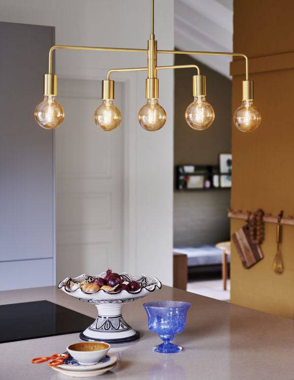 Nordlux Gloom 5-Spot Chandelier Brass - Comet Lighting