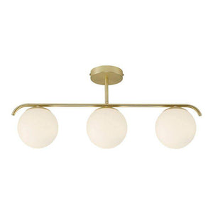 Nordlux Grant 3-Light Semi-Flush Ceiling Light Brass/Opal - Comet Lighting