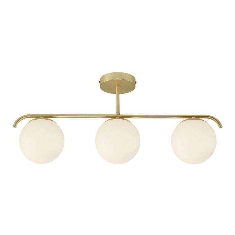 Nordlux Grant 3-Light Semi-Flush Ceiling Light Brass/Opal - Comet Lighting