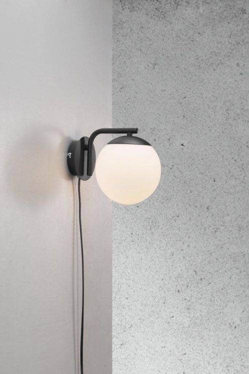 Nordlux Grant Wall Light Black/Opal white - Comet Lighting