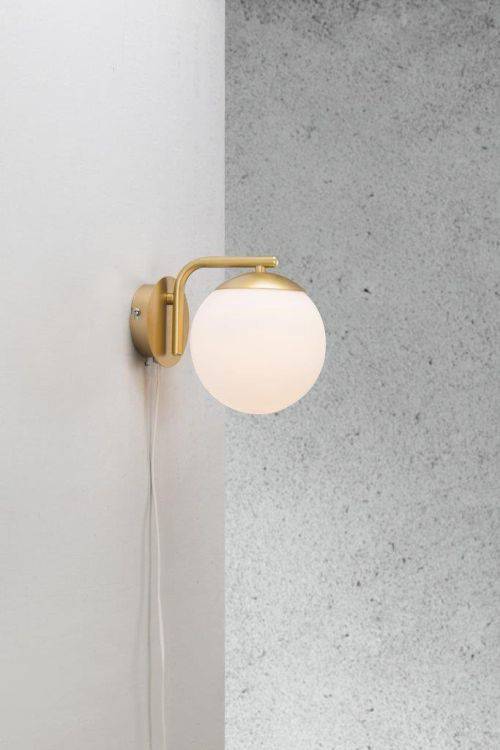 Nordlux Grant Wall Light Brass/Opal white - Comet Lighting