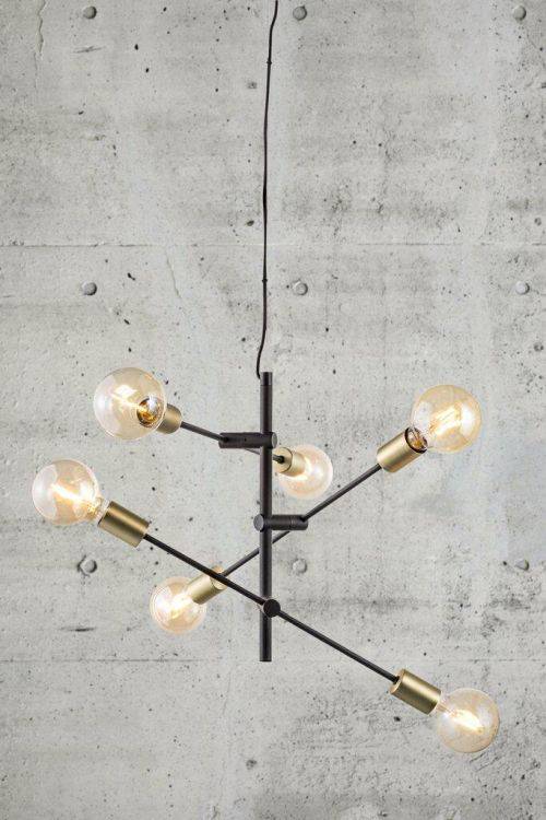 Nordlux Josefine 6-Light Pendant Ceiling Light Matt Black - Comet Lighting